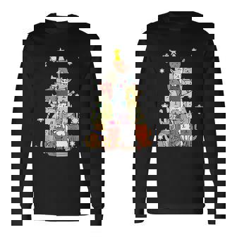 Ugly Christmas Sweater Cat Tree Xmas Cat Long Sleeve T-Shirt - Monsterry