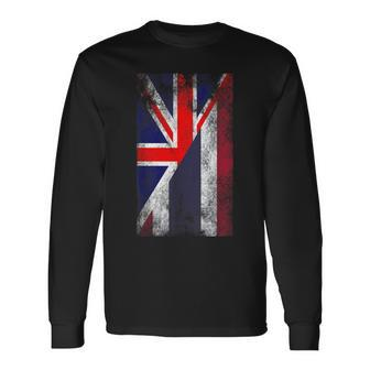 Uk Thailand Flags United Kingdom Brit British Thai Long Sleeve T-Shirt - Thegiftio UK