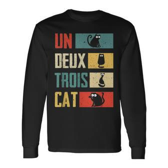Un Deux Trois Cat Vintage French Joke Cat Lovers Long Sleeve T-Shirt - Monsterry DE