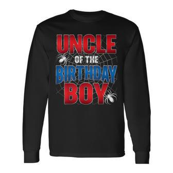 Uncle Of The Birthday Boy Costume Spider Web Birthday Party Long Sleeve T-Shirt - Thegiftio UK