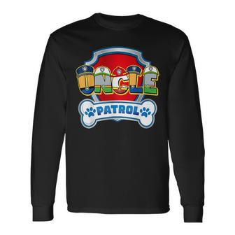 Uncle Of The Birthday Boy Dog Paw Family Decorations Party Long Sleeve T-Shirt | Mazezy