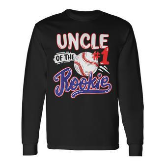 Uncle Of Rookie 1St Baseball Birthday Party Theme Matching Long Sleeve T-Shirt | Mazezy