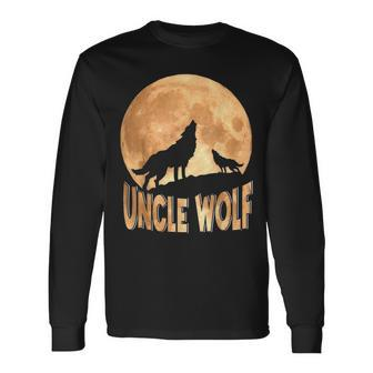 Uncle Wolf Happy Father's Day Matching Wolf Lover Long Sleeve T-Shirt - Monsterry CA