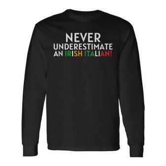 Never Underestimate An Irish Italian St Patrick's Day Italy Long Sleeve T-Shirt - Thegiftio UK