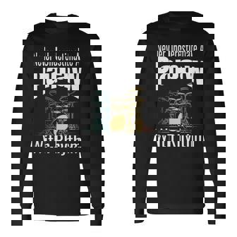 Never Underestimate A Papaw With Rhythm Drum Set Retro Long Sleeve T-Shirt | Mazezy