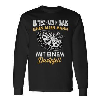 Underschätze Niemals Einen Old Mann Mit Einem Dartpfeil Langarmshirts - Geschenkecke