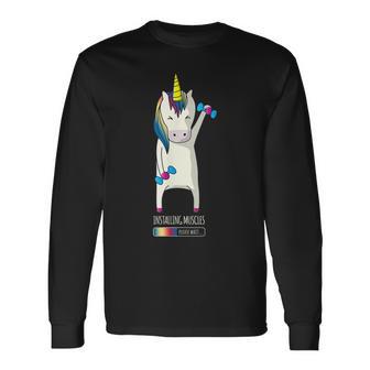 Unicorn Installing Muscle Fitness Gym Workout Long Sleeve T-Shirt - Monsterry UK