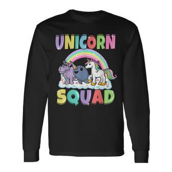 Unicorn Squad Rhino Narwhal Magical Creatures Cute Girly Long Sleeve T-Shirt - Monsterry CA