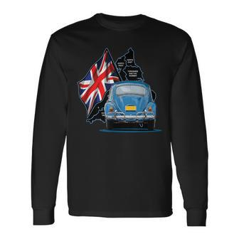 Union Jack Classic Car United Kingdom British Flag Car Lover Long Sleeve T-Shirt - Thegiftio UK