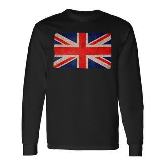 Union Jack Vintage British Flag Retro United Kingdom Britain Long Sleeve T-Shirt - Monsterry UK