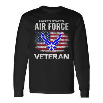 United States Air Force Veteran With American Flag Long Sleeve T-Shirt - Monsterry AU