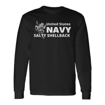 United States Of America Navy Salty Shellback Long Sleeve T-Shirt - Monsterry UK