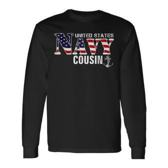 United States Flag American Navy Cousin Veteran Day Long Sleeve T-Shirt - Monsterry CA