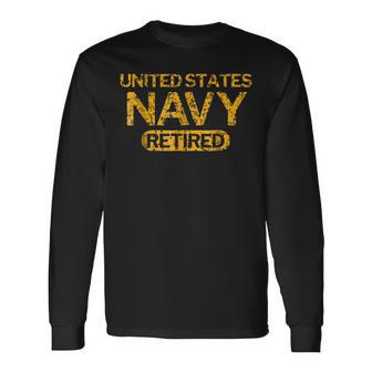 United States Navy Retired Faded Grunge Long Sleeve T-Shirt - Monsterry DE
