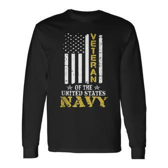 United States Navy Veteran American Flag Patriotic Long Sleeve T-Shirt - Monsterry AU