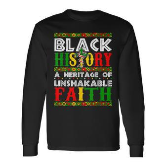 Unshakeable Faith Black History Month African Christian Long Sleeve T-Shirt - Monsterry DE