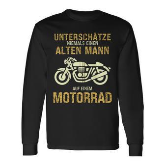 Unterschätze Niemals Alten Mann Motorrad Opa Papa Geschenk Kapuzenjacke Langarmshirts - Geschenkecke