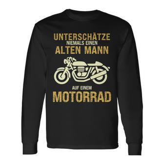 Unterschätze Niemals Alten Mann Motorrad Opa Papa Geschenk Langarmshirts - Geschenkecke