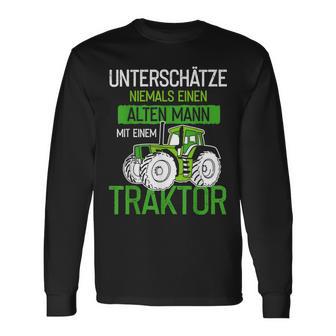 Unterschätze Niemals Einen Alten Mann Mit Einem Traktor Opa Langarmshirts - Geschenkecke