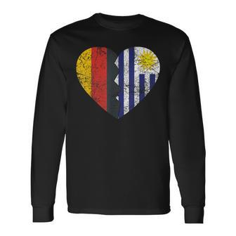 Uruguayische Deutsche Flagge Herz Deutschland Uruguay Flagge Wurzeln Langarmshirts - Geschenkecke