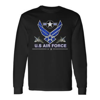 Us Air Force Logo Proud Air Force Veteran Military Long Sleeve T-Shirt - Monsterry