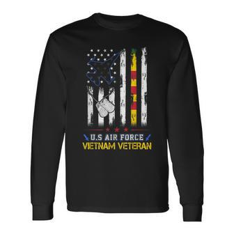 Us Air Force Vietnam Veteran Usaf Veteran Usa Flag Long Sleeve T-Shirt - Monsterry UK