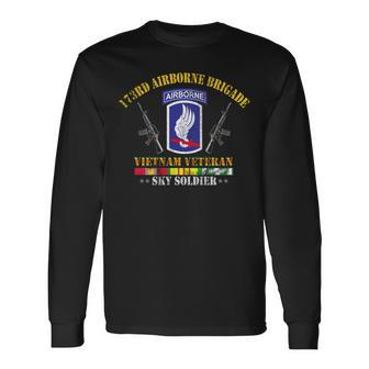 US Army 173Rd Airborne Brigade Vietnam Veteran Flag Vintage Long Sleeve T-Shirt - Monsterry