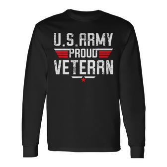 Us Army Proud Veteran Retro Dad Papa Grandpa Long Sleeve T-Shirt - Monsterry UK