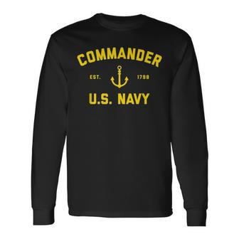 Us Navy Commander Cdr Long Sleeve T-Shirt - Monsterry CA