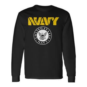 Us Navy Original Navy Logo Navy Long Sleeve T-Shirt - Monsterry AU