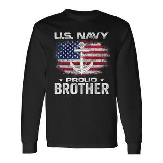 Us Navy Proud Brother With American Flag Veteran Day Long Sleeve T-Shirt - Monsterry CA