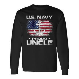 Us Navy Proud Uncle With American Flag Veteran Day Long Sleeve T-Shirt - Monsterry AU