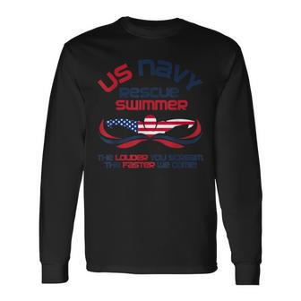 Us Navy Rescue Swimmer Navy Rescue Swimmer Long Sleeve T-Shirt - Monsterry
