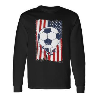 Us Soccerball Usa Flag Football Long Sleeve T-Shirt - Monsterry UK