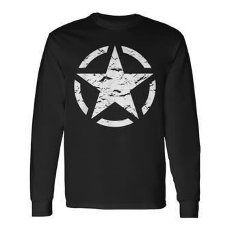 Us Vintage Army Star Long Sleeve T-Shirt - Monsterry