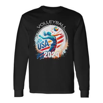 Usa 2024 Summer Games Volleyball America Sports 2024 Usa Long Sleeve T-Shirt - Monsterry DE