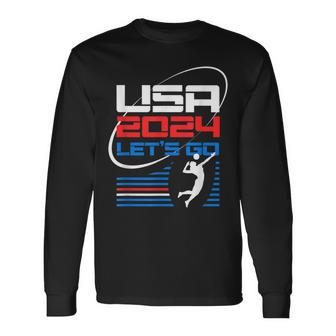 Usa 2024 United States American Sport 2024 Volleyball Long Sleeve T-Shirt | Mazezy DE