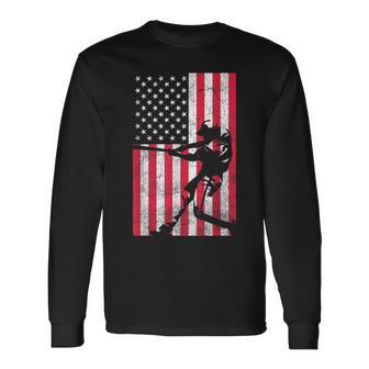 Usa American Flag Baseball Red White Blue 4Th Of July Top Long Sleeve T-Shirt - Monsterry