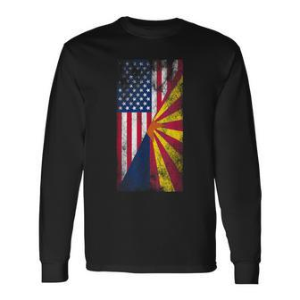 Usa Arizona Flags United States Of America Arizonans Long Sleeve T-Shirt - Seseable