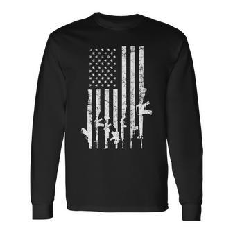 Usa Distressed Flag Guns Pro Gun 2Nd Amendment On Back Long Sleeve T-Shirt - Monsterry DE