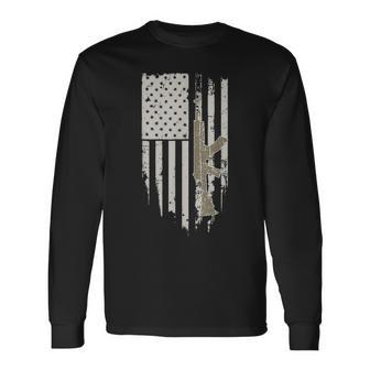 Usa Flag Guns Weapons Rifles 2A Amendment Fathers Day Long Sleeve T-Shirt - Monsterry CA