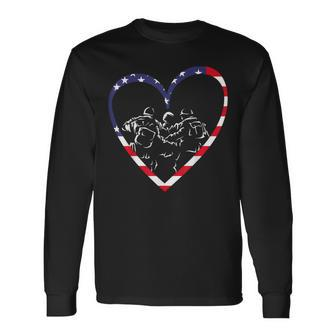 Usa Flag Heart American Patriotic Armed Forces Memorial Day Long Sleeve T-Shirt - Monsterry CA