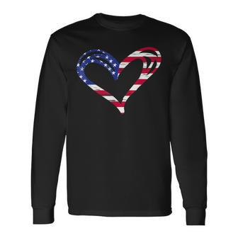 Usa Flag Heart Patriotic Armed Forces Memorial Day Clothes Long Sleeve T-Shirt - Seseable