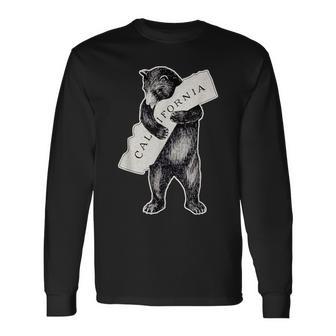 Usa I Love California Art-Retro Vintage Cali Bear Hug Long Sleeve T-Shirt - Monsterry