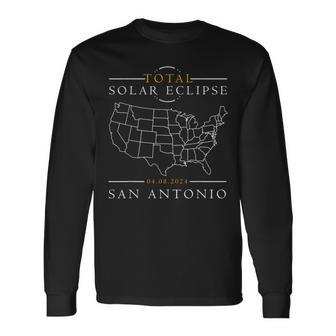 Usa Map Total Solar Eclipse 2024 San Antonio Long Sleeve T-Shirt - Monsterry AU