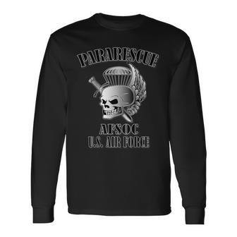 USAF Pararescue Back Long Sleeve T-Shirt - Monsterry