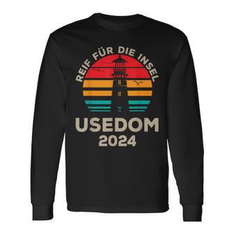 Usedom 2024 Inselreif Leuchtturm Motiv Langarmshirts - Geschenkecke