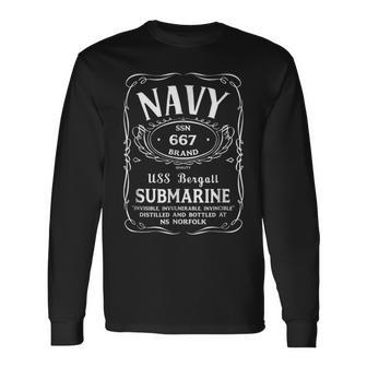 Uss Bergall Ssn667 Submarine Long Sleeve T-Shirt - Monsterry