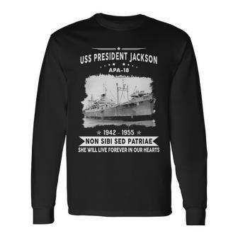 Uss President Jackson Apa Long Sleeve T-Shirt | Mazezy