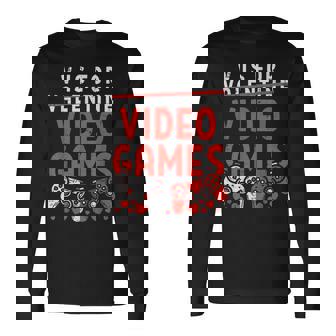 V Is For Video Games Valentines Day Gamer Boy Men Long Sleeve T-Shirt - Thegiftio UK